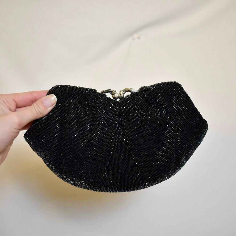Vintage black hand-beaded clutch purse